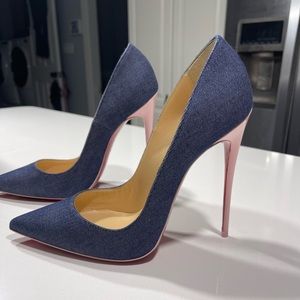 Louboutin denim red bottoms